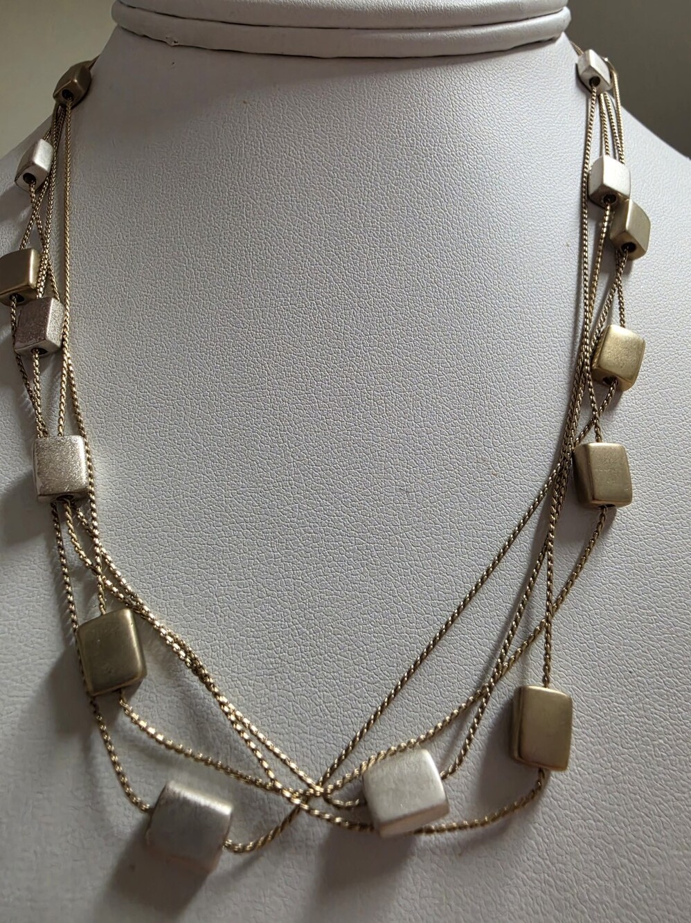 Kenneth Cole NY Mixed Metal Layered Station Necklace w/ Original Pouch